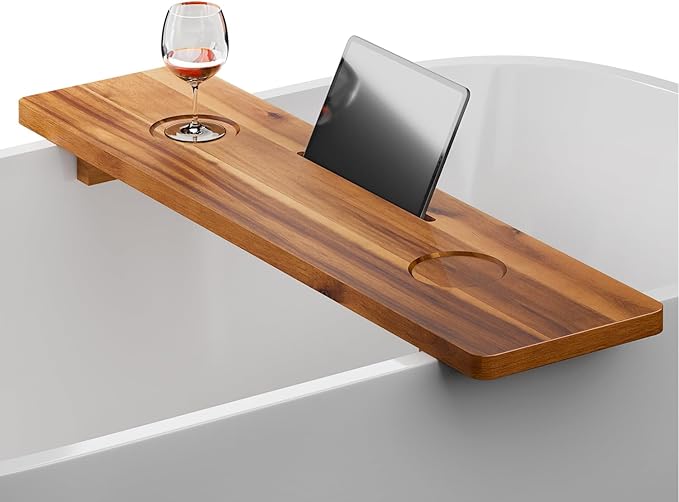 Tinamo Acacia Bathtub Caddy Tray Table | 35x9 Inch Large Bath Tub Wooden | by TINAMO