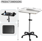 Salon Rolling Tray, Height Adjustable Tattoo Tray Rolling Cart, Storage Utility - Image 5