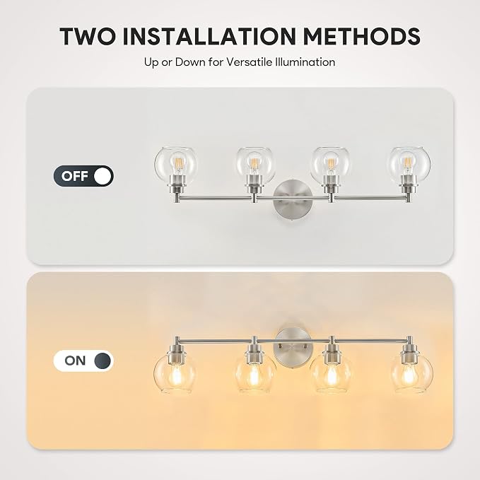 VONLUCE Bathroom Light Fixtures, 4-Light Vanity Light - Image 3