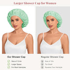 Shower Cap for Women Waterproof Reusable, Large Shower Cap Non-Slip - Image 3