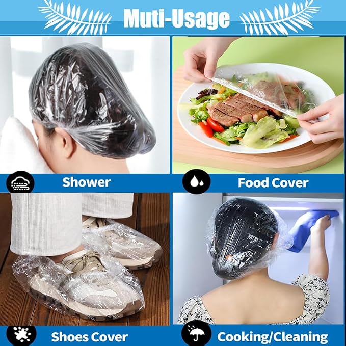 100PK 50cm/20in Large Disposable Shower Caps Waterproof Hair Bath Caps - Image 3