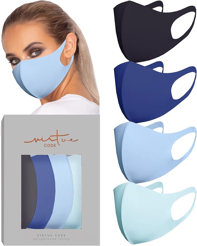 Virtue Code Second Skin Cloth Face Mask Pack. 4 Buttery Soft Masks Washable by VIRTUECODE