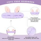 Jowmoy Cute Rabbit Ears Headband Frog Eye Elastic to Wash Face - Image 3