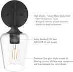 Ralbay Black Wall Sconces Set of 2 Matte Black Bathroom Lights Clear Glass - Image 6