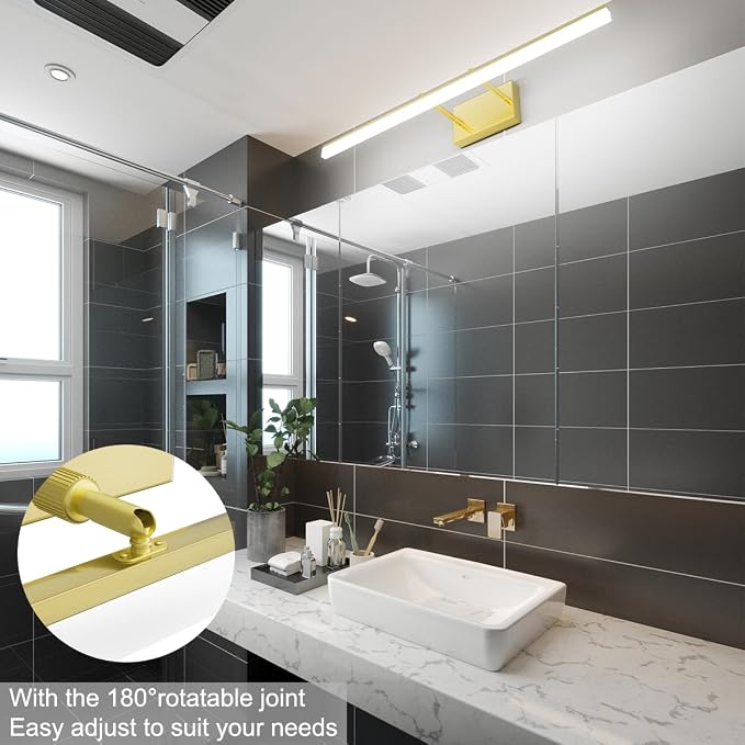 Aipsun 31.5inch Brushed Brass Bathroom Vanity Light Fixtures Modern LED Light - Image 3