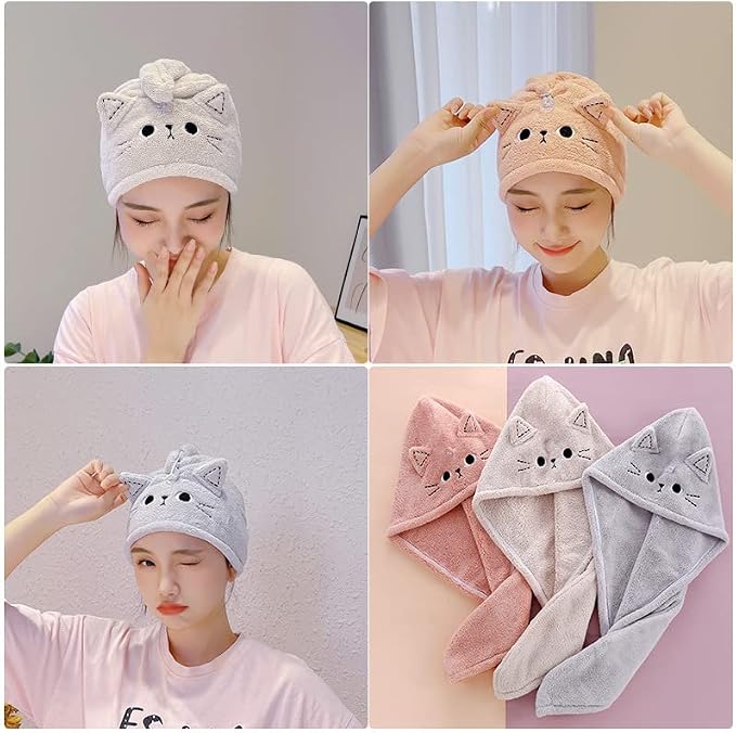 Cute Cat Microfiber Hair Towel Wrap - Image 6