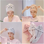 Cute Cat Microfiber Hair Towel Wrap - Image 6