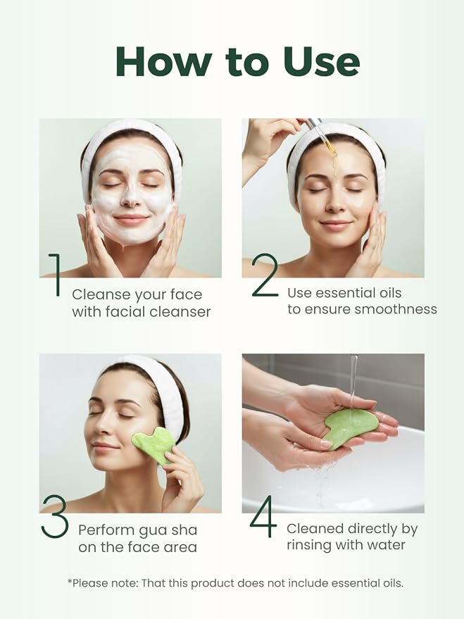 Gua Sha Facial Tools, Natural Jade Stone Guasha Tool - Image 5