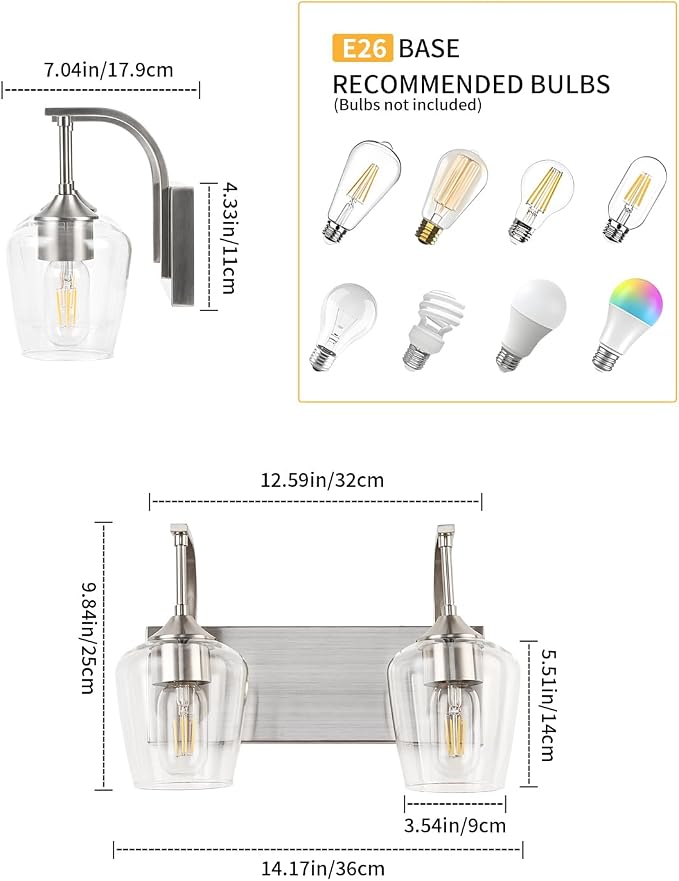 Brushed Nickel Bathroom Light Fixtures Bathroom Vanity Light - Image 5