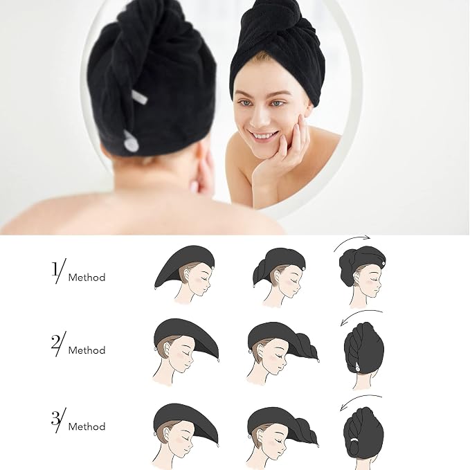 SINLAND Microfiber Hair Drying Cap Hair Towel Turban Twist - Image 6