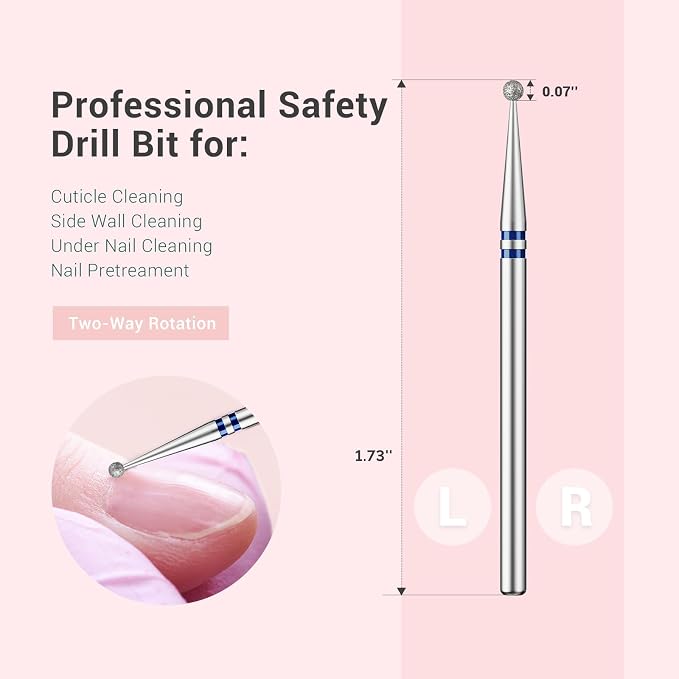 MelodySusie 1.8mm Ball Shape Cuticle Clean Nail Drill Bit 3/32'', Professional - Image 5