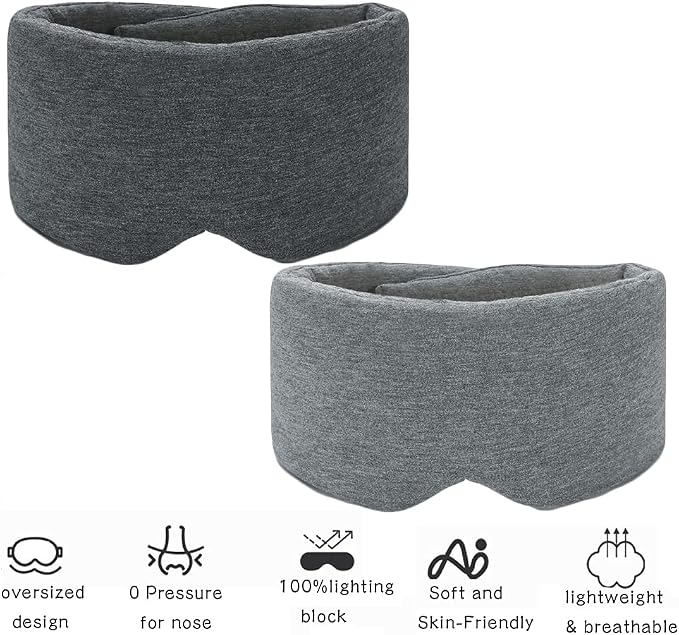 SUWEISHI 2 Pack 100% Cotton Ultra Soft Sleep Mask, Zero Pressure Natural Smooth - Image 3