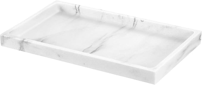 Luxspire Bathroom Vanity Tray, Resin Dresser Jewelry Ring Dish Tank Storage by Luxspire