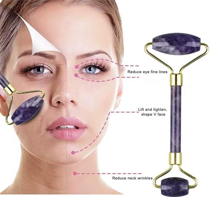 Jade Roller, Face Roller, Facial Beauty Roller Skin Care Tools, Quartz Massager - Image 4