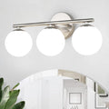 Brushed Nickel Bathroom Light Fixtures 3-Light Globe Vanity Light by foucasalLighting