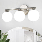 Brushed Nickel Bathroom Light Fixtures 3-Light Globe Vanity Light by foucasalLighting