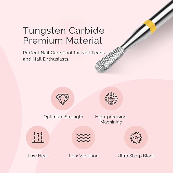 MelodySusie Cuticle Clean Nail Drill Bit 3/32'', Professional Safety Carbide - Image 4