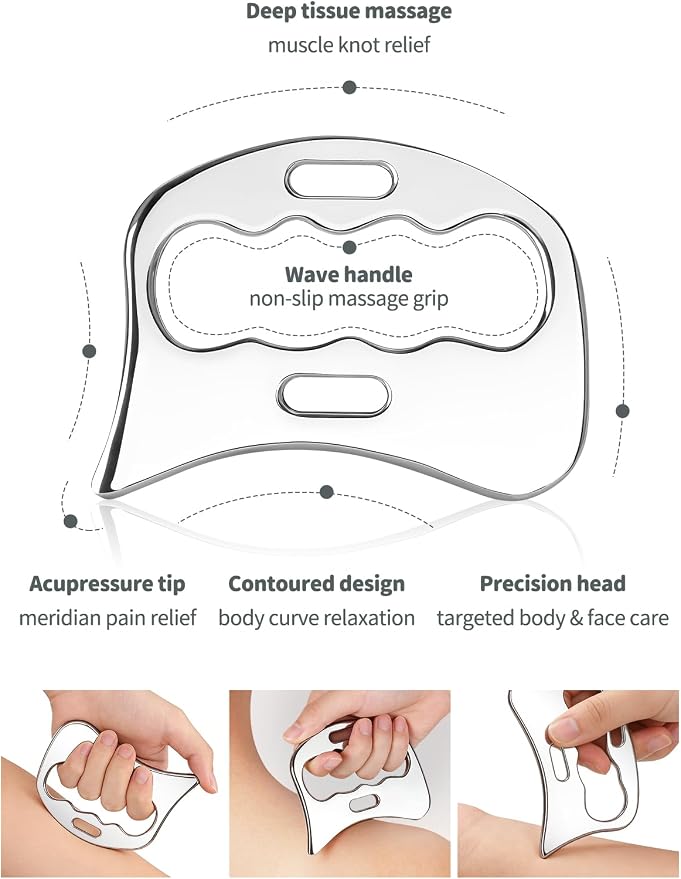 3-in-1 Stainless Steel Gua Sha Massage Tool Set, Muscle Scraper & IASTM Tools - Image 3