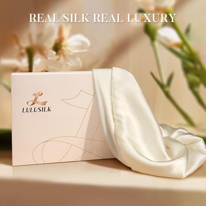 LULUSILK Mulberry Silk Lined Sleep Cap, No More Frizzy Tangled Hair, Stay On - Image 7