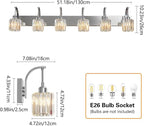 6-Light Crystal Vanity Light, Chrome Modern Wall Sconce - Image 4