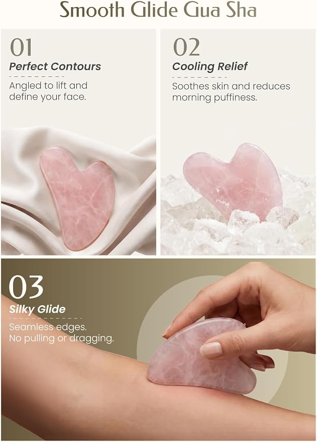 Gua Sha Facial Tool – Pink Stone Guasha Tool - Image 3