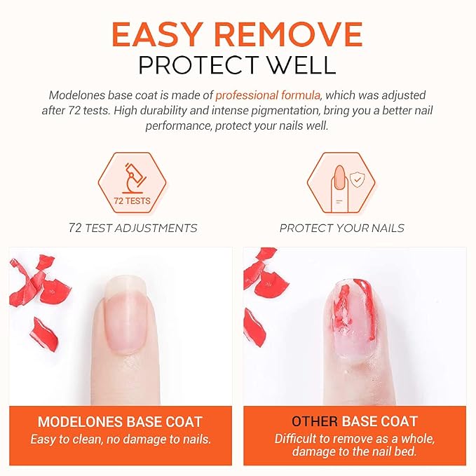 modelones Gel Nail Polish Base Coat, 15 ML 2026 Upgraded Formula Clear High - Image 5