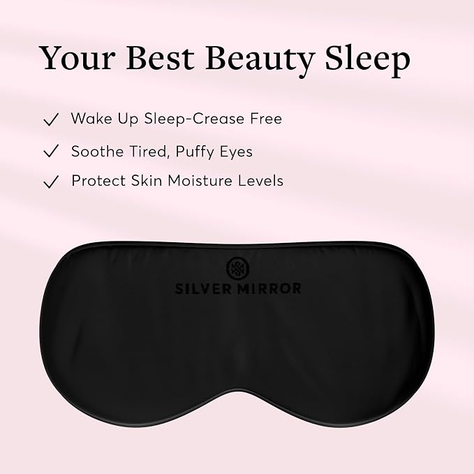 Sleep Mask in Black, 100% Silk, Pure Mulberry Silk, Light Blocking Eye Mask - Image 2