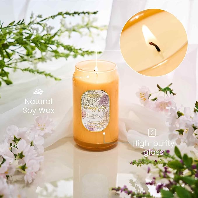 M&SENSE Orange&Goji Candles for Home Scented, 10.6 Oz Soy Wax Candles Non Toxic - Image 4