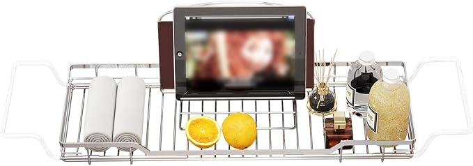 YQh Adjustable Tub Rack, 304 Stainless Steel Bathroom Tray, by YQh