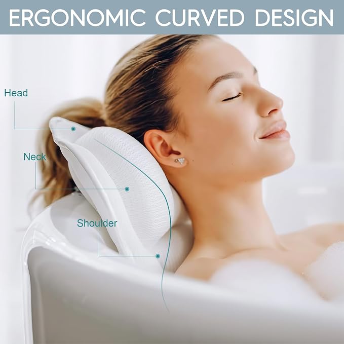 Bath Pillow for Tub, Bathtub Pillow for Head, Neck and Back Support, 4D Air - Image 8