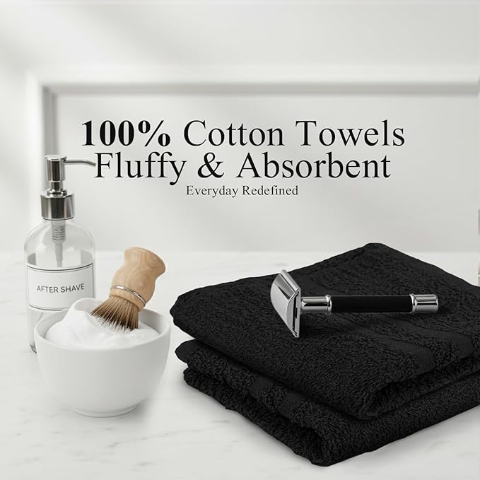 Salon Towels – 50 Pack Black Hand Towels 100% Cotton Spa Towel – 16x27 inches - Image 5