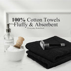 24 Pack Black Hand Towels 100% Cotton Spa Towels 16x27 inches Highly Absorbable - Image 5