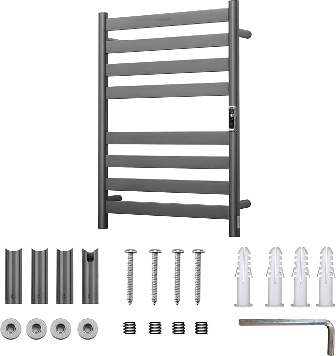 Heated Wall Mounted Electric Towel Warmer Rack, Timer & Temperature Control - Image 7
