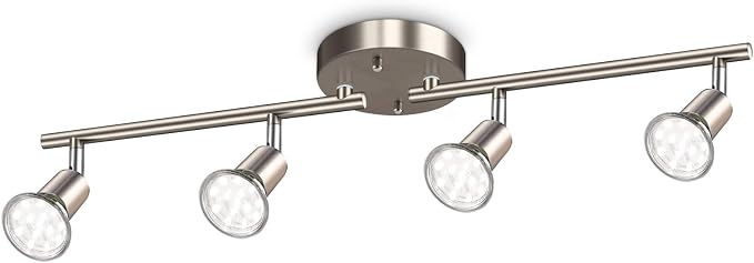 Ascher 4-Light LED Track Lighting Kit, Flexibly Rotatable Light Heads, 4 Way by Ascher