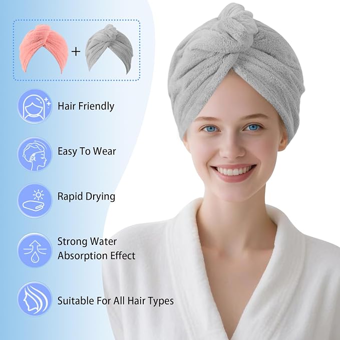 Microfiber Hair Drying Towel Wrap - Image 2