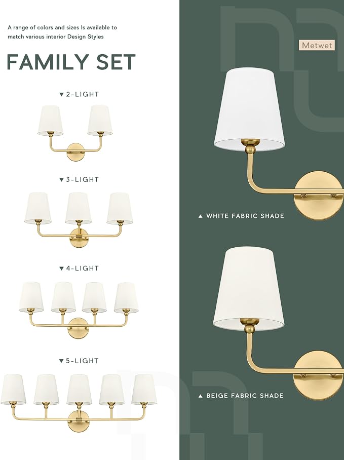 Bathroom Light Fixtures, Brushed Gold Vanity Lights - Image 5