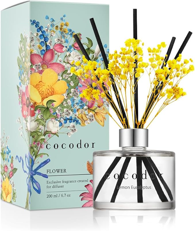 COCODOR Flower Reed Diffuser Set / 6.7oz / Lemon Eucalyptus/Scent Diffuser - Image 8