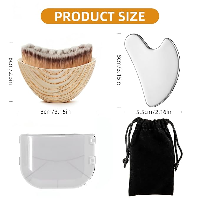 Stainless Steel Gua Sha & Lymphatic Contour Face Brush, Facial Brush - Image 7