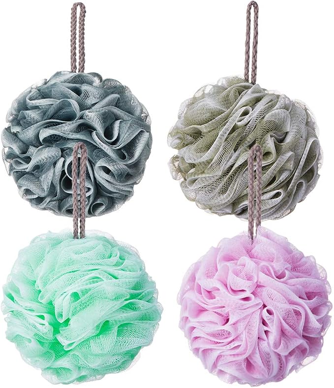 Loofah Bath Sponge, Novosun Mesh Pouf Shower Sponge Soft Exfoliating Shower by Novosunmakeyourlifebetter