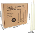 WPONSZU 50 Pack Ivory Taper Candles, 7-8 Hours Burn Time, Smokeless and Dripless - Image 8