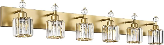 PRESDE Crystal 6 Light Bathroom Vanity Lights Gold Vanity Light by HOME