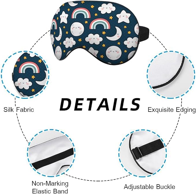 Cute Sky Night Eye Mask Sleeping Mask Moon Clouds Rainbows Stars Sleep Masks - Image 3