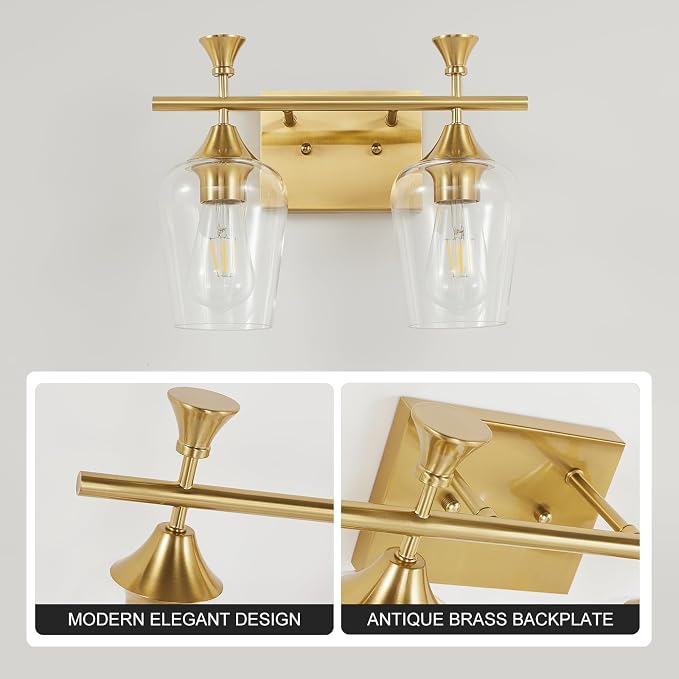 Bathroom Light Fixtures, Brushed Gold Vanity Lights - Image 3