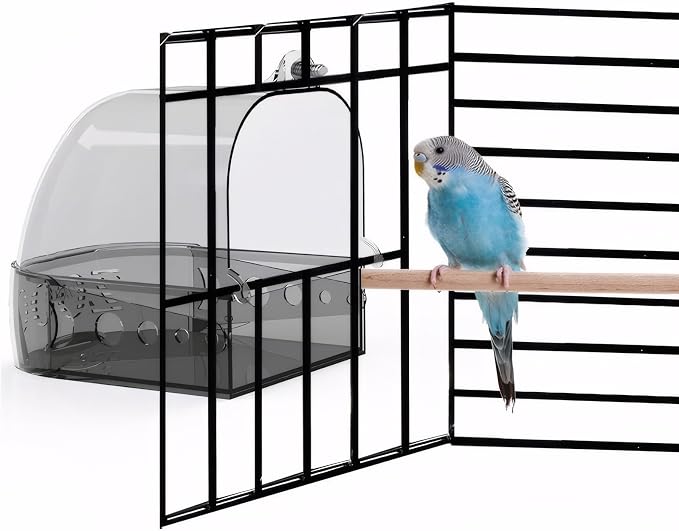 Bird Bath for Cage with Pull-Out Drawer, No-Mess Enclosed Tub for Budgie - Image 7