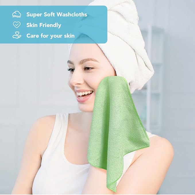 Orighty Washcloths, 5 Pack Microfiber Face Towels, Highly Absorbent and Soft - Image 2