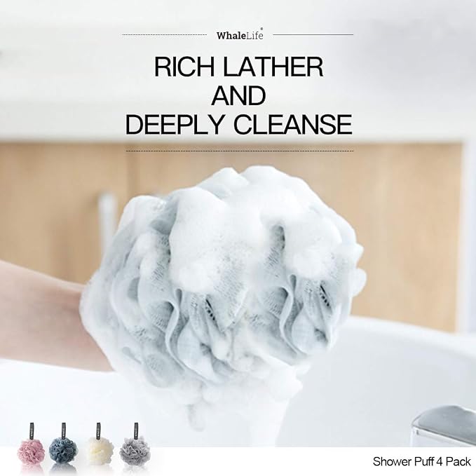 Loofah Sponge Bath Sponge for Women Men 4 Pack - Image 3