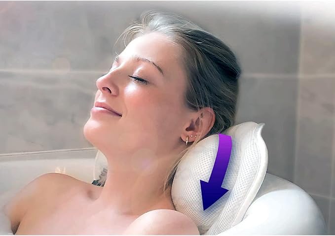 Luxury Ergonomic Bath Spa Tub Relax Pillow Cushion Headrest Neck Back Support - Image 5