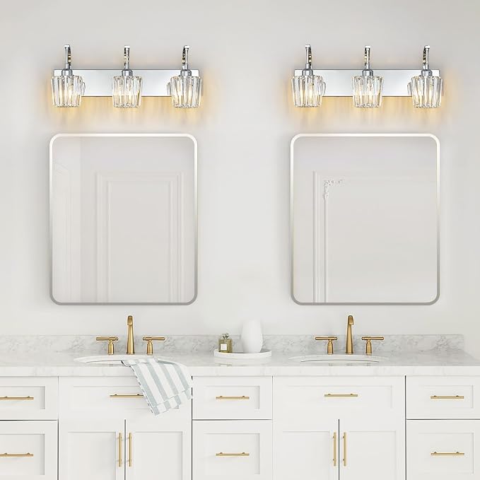 Modern Bathroom Vanity Light, 3-Light Chrome Wall Sconce - Image 6