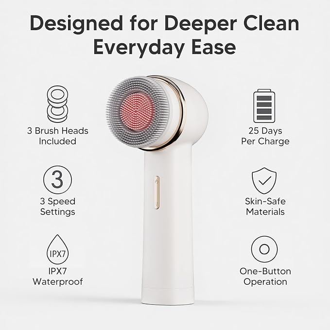 Electric Facial Cleansing Brush, Rechargeable Waterproof Dual Rotating Face - Image 6