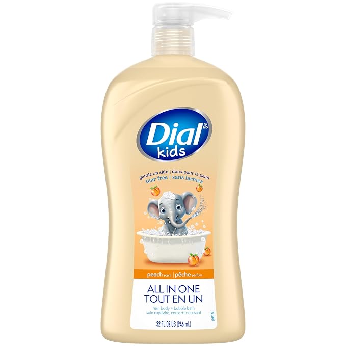 Dial Kids All-in-1 Body + Hair + Bubble Bath, Peach Scent, 32 Fl Oz, by DialSoap